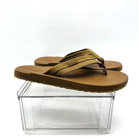 Cole Men's Leather Thong Flip-Flop by Flojos in Tobacco main image 1